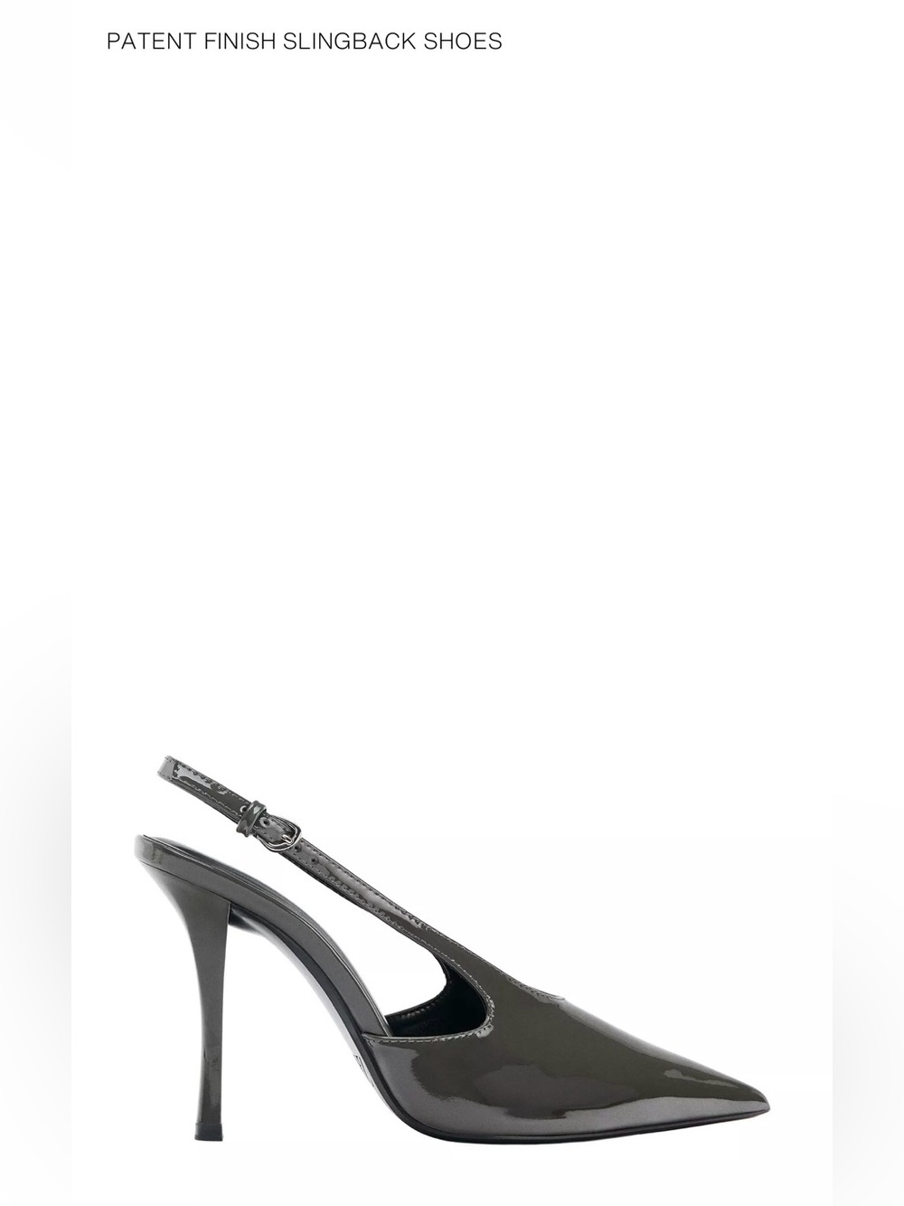 Women's Black Patent Slingback Pointed-Toe Heels